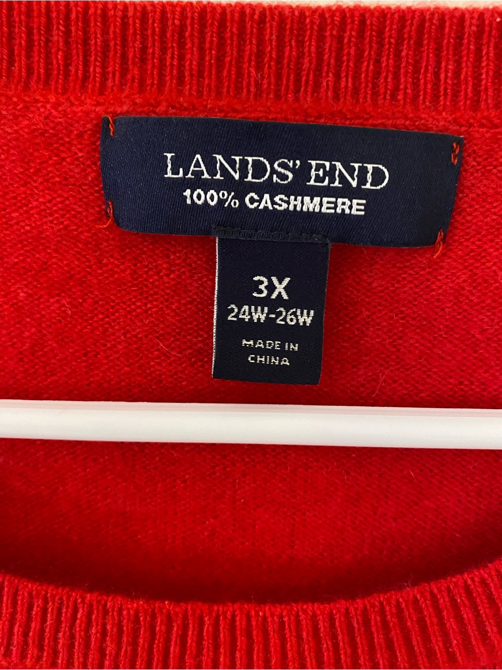 Lands' End 100% Cashmere Plus Crewneck Sweater bright red 3X - Picture 3 of 6